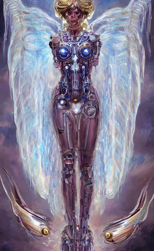 Prompt: Cyborg biomechanical jellyfish angel female. By Konstantin Razumov, highly detailded