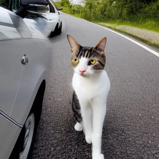 Prompt: a cat driving a car