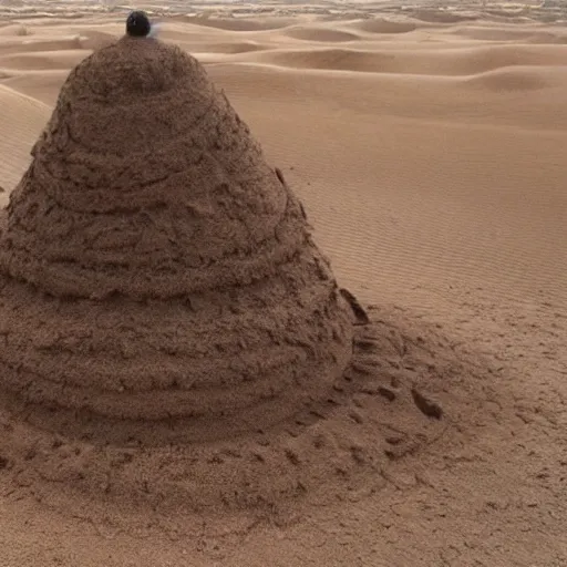 Image similar to a monster made out of sand in the desert with a tornado