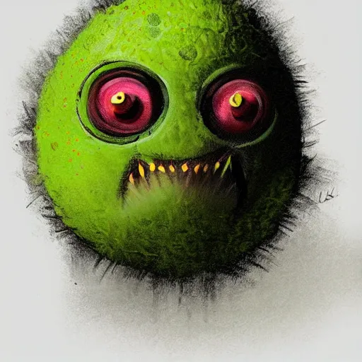 Image similar to a tennis ball monster, digital art, fantasy, magic, trending on artstation, ultra detailed, professional illustration by Basil Gogos