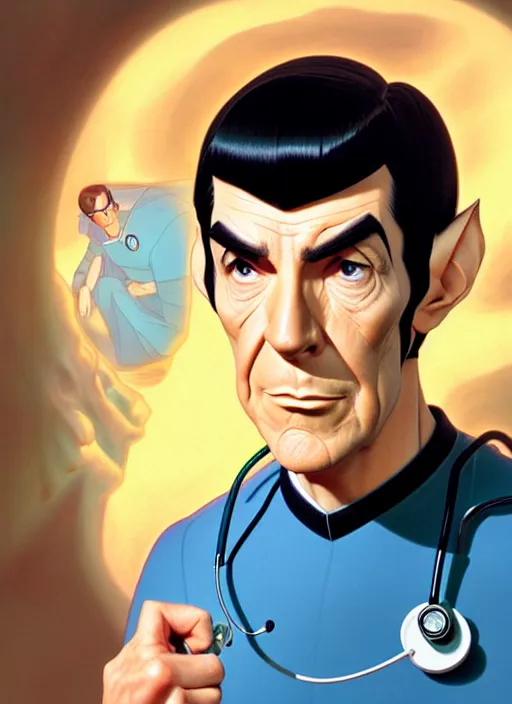 Image similar to cute doctor spock, natural lighting, path traced, highly detailed, high quality, digital painting, by don bluth and ross tran and studio ghibli and alphonse mucha, artgerm