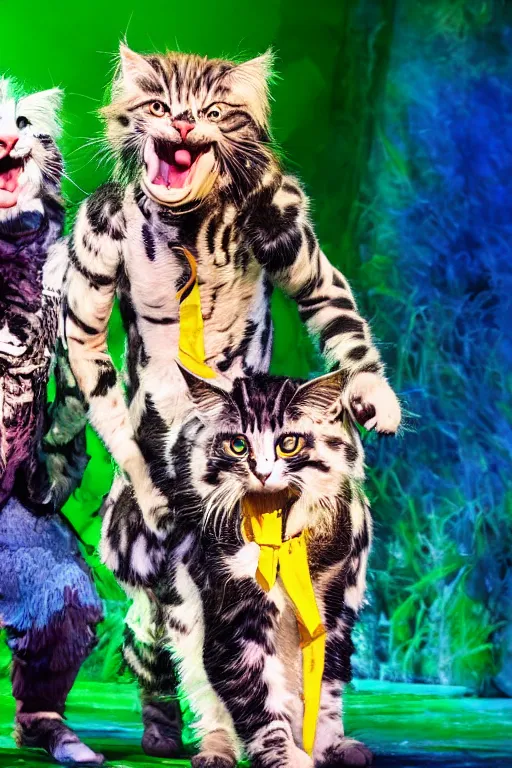 Prompt: 📷 mungojerrie and rumpleteazer, cats musical 1 9 9 8, dynamicly lit portait