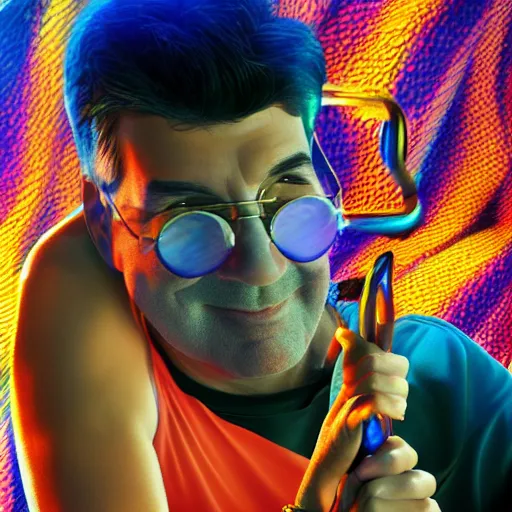 Prompt: photorealistic noodle arm simon cowell. hyperdetailed photorealism, 1 0 8 megapixels, amazing depth, high resolution, 3 d shading, 3 d finalrender, 3 d cinematic lighting, glowing rich colors, psychedelic overtones, artstation concept art.