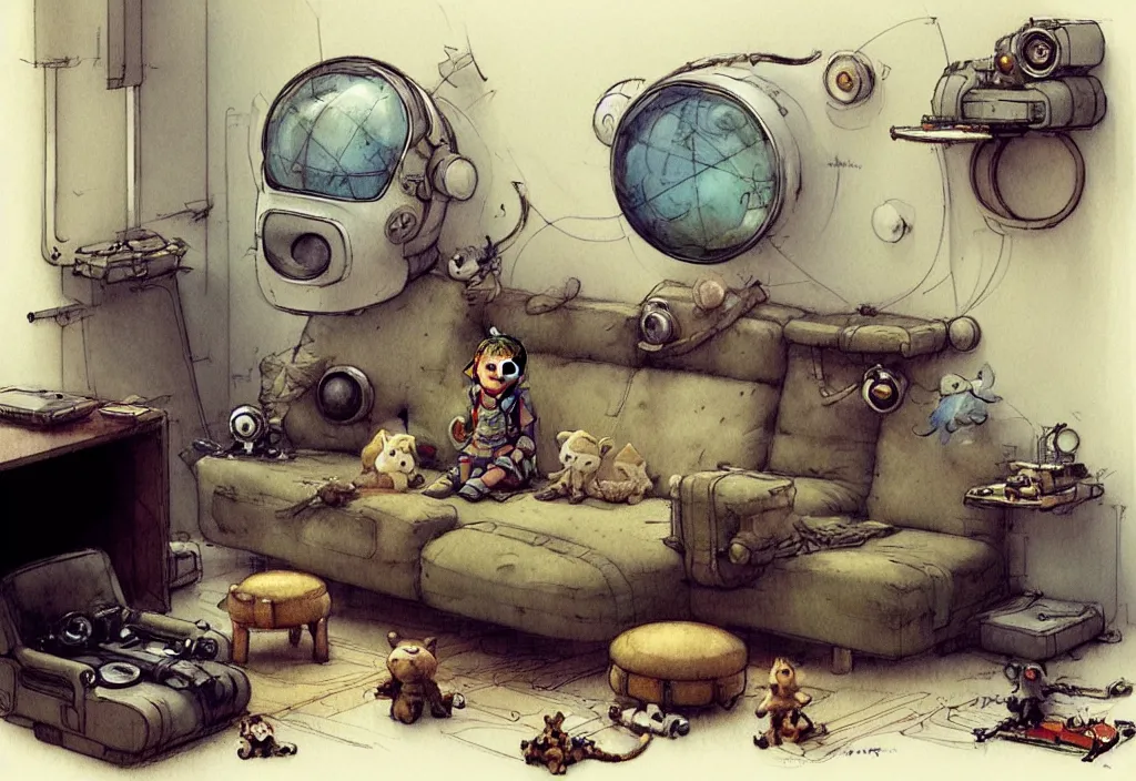 Image similar to adventurer ( ( ( ( ( 1 9 5 0 retro futuristic minimalistic living room. muted colors. toys laying around ) ) ) ) ) by jean baptiste monge