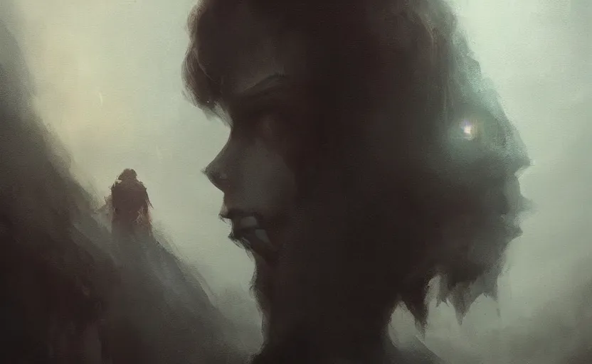 Image similar to a painting of a lone face in a sea of shadows trending on artstation in the style of greg rutkowski