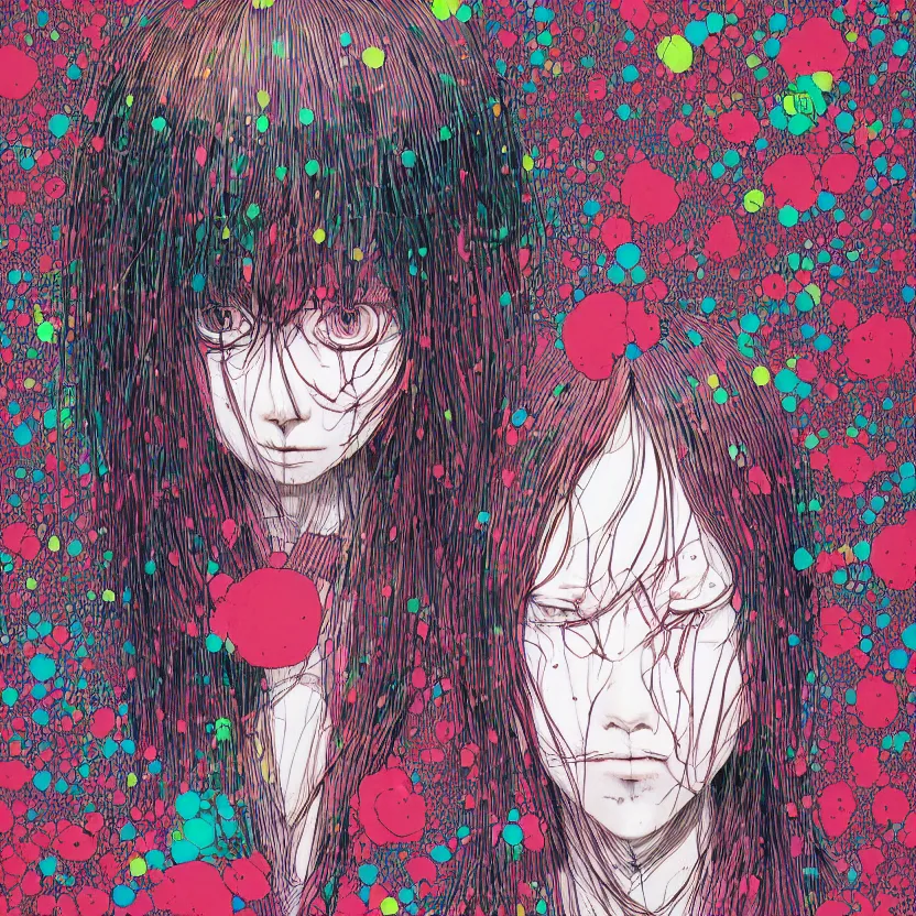 Image similar to a portrait of a girl by inio asano, beeple and james jean, hiroyuki takahashi color scheme, horror, terror