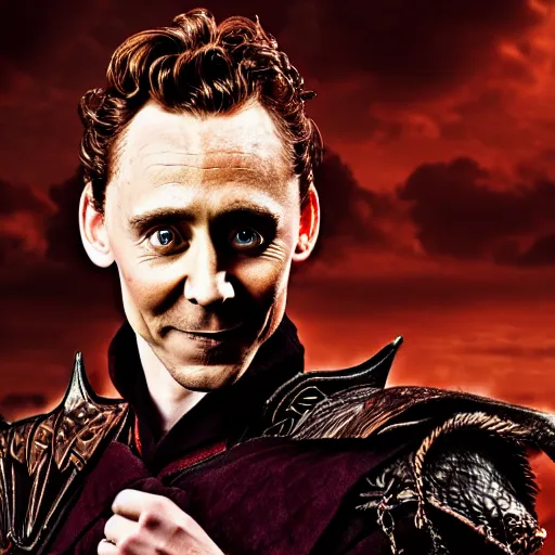 Prompt: portrait of a Tom hiddleston as a warlock ,Grim fantasy, D&D, HDR, natural light, shoulder level shot, dynamic pose, award winning photograph, Mucha style 4k,