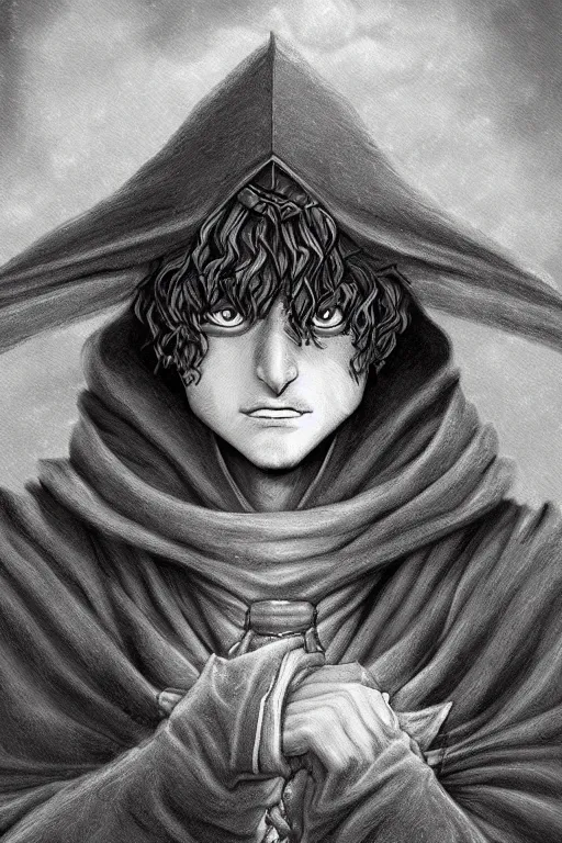 Image similar to portrait of robed mage | digital painting | highly detailed | kentaro miura