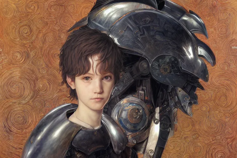 Image similar to portrait of cute young maiden boy with short white hairs in warhammer armor, art by ( ( ( kuvshinov ilya ) ) ) and wayne barlowe and gustav klimt and artgerm and wlop