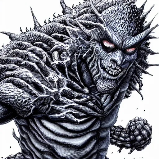 Prompt: a blueberry man monster, 4 k, 8 k, super detailed, masterpiece, trending on art station, highly detailed, full hd, kentaro miura art style