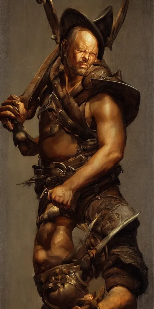 Prompt: the portrait of blacksmith by roberto ferri, fantasy, witcher, very detailed oil painting, masterpiece, 8 k