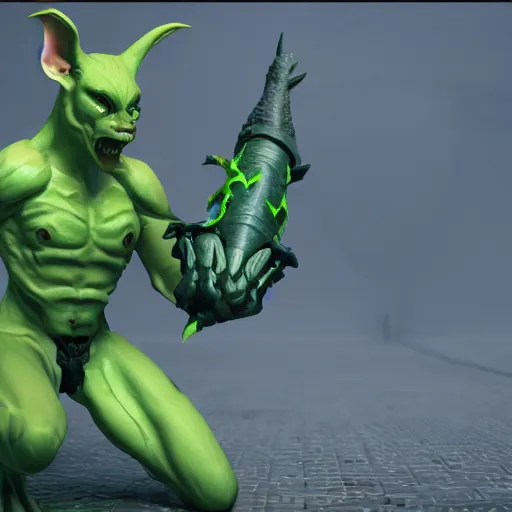 Image similar to goblin, green skin, ffxiv, final fantasy 1 4 screenshot, octane render, 8 k, fantasy