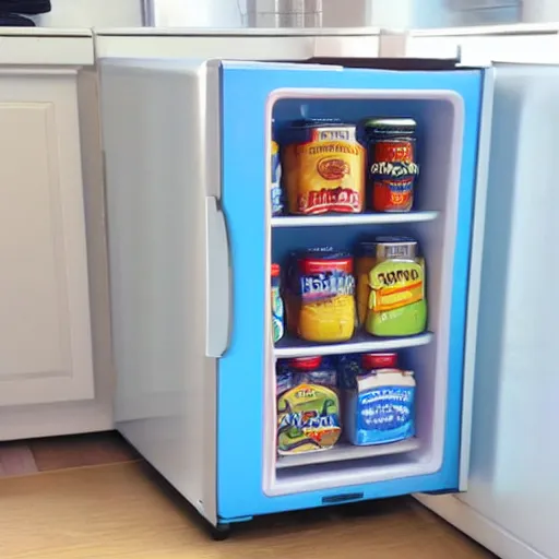 Image similar to mini fridge with spoons inside