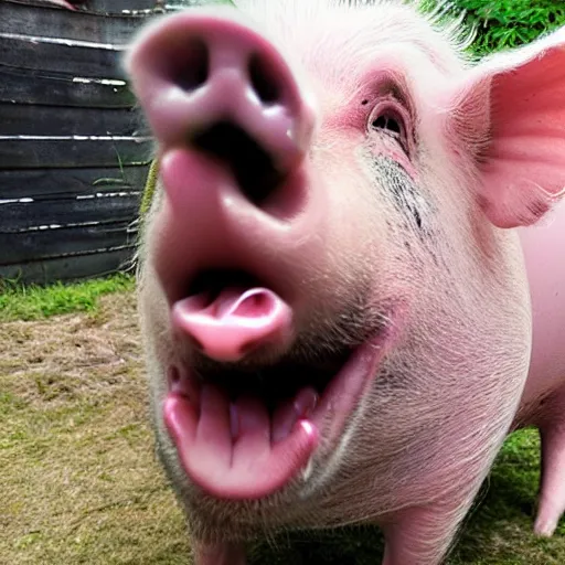 Image similar to pig laughing