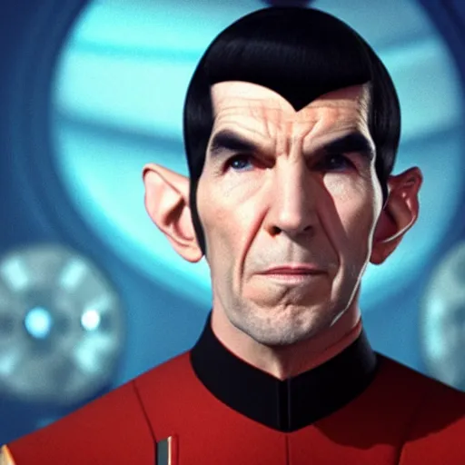 Image similar to a beautiful portrait of mister spock wearing a star wars uniform, 8 k