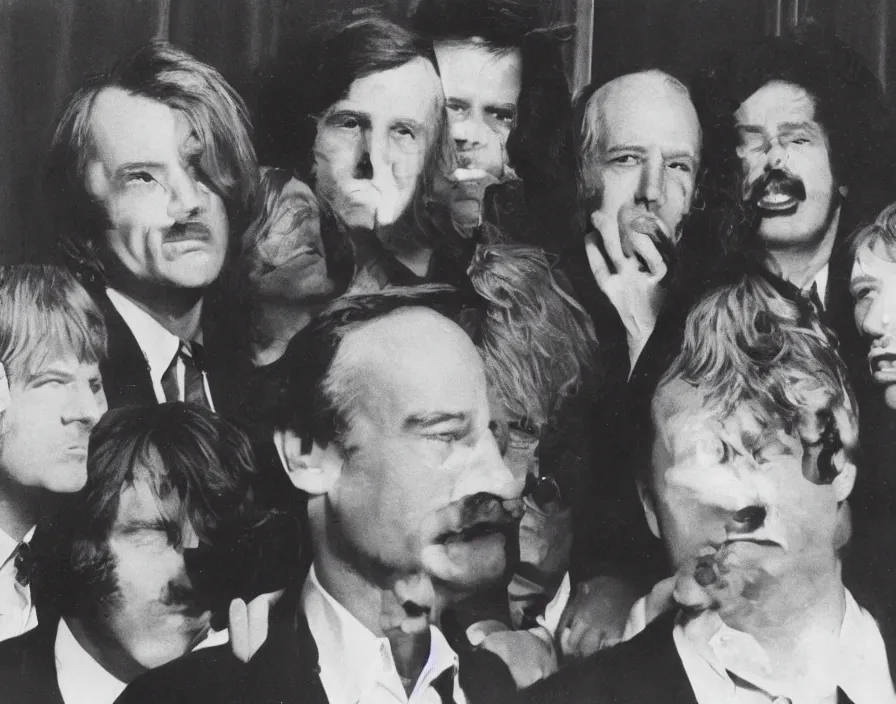 Image similar to joe biden pop band, 1 9 7 0 surrealism aesthetic, detailed facial expressions