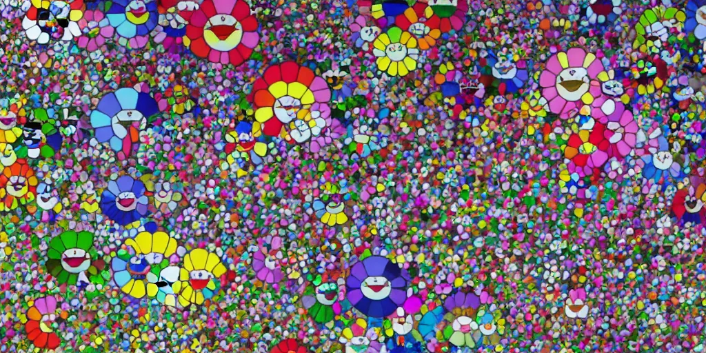 Prompt: colorful garden by takashi murakami + bold + high res + 4 k,