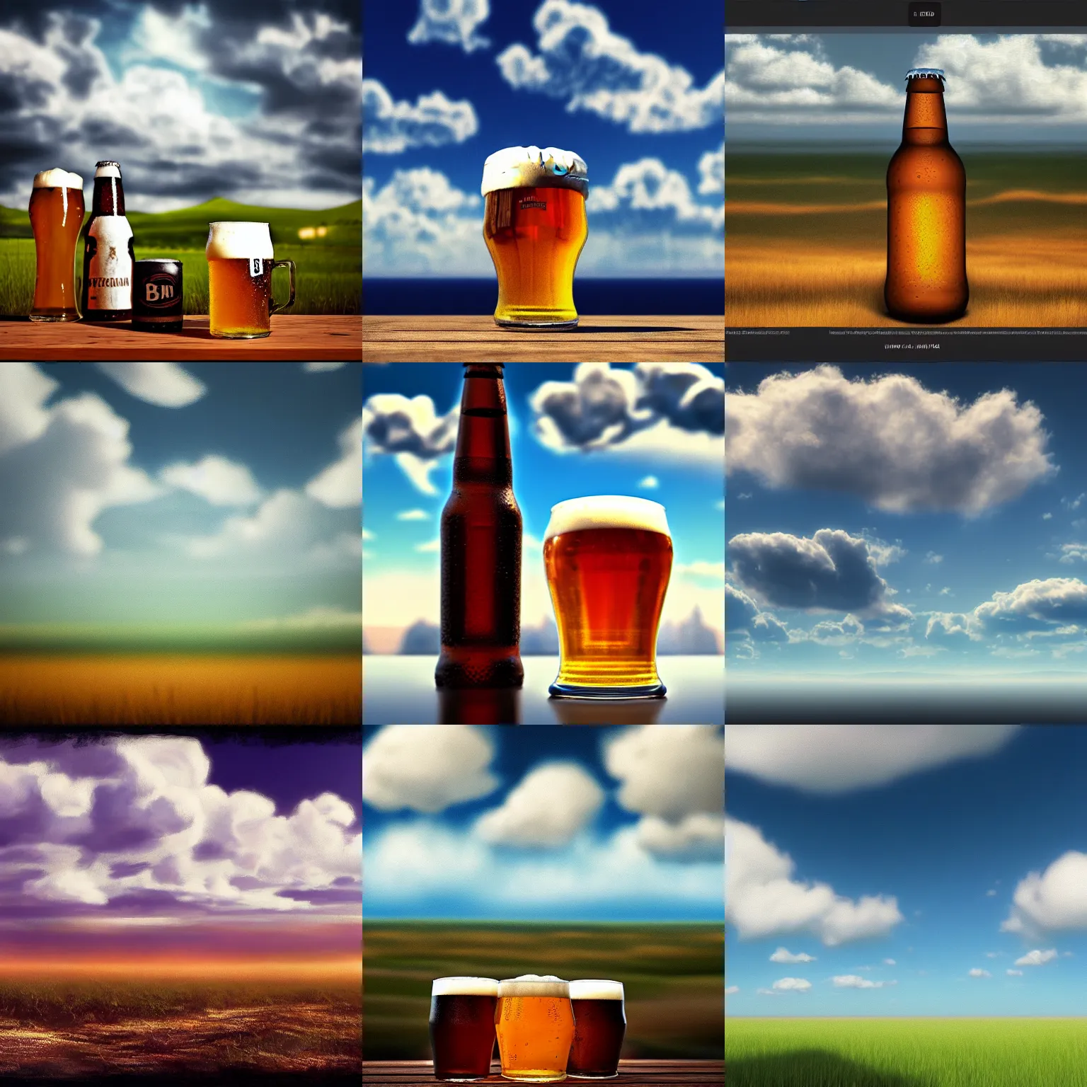 Prompt: big area filled with beer-texture, beer-texture, clouds horizon. artstation, ultrarealistic, hd, 4k, 8k, high detailed, realistic photo, 35mm