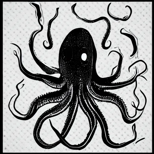 Image similar to very angry squid, 🦑 design, squared border, clean and sharp focus, very arranged detailed, minimalist, black and white, mad cuttlefish, cute decapodiformes