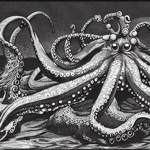 Image similar to octopus destroying atlantis, end of times, highly detailed, trending