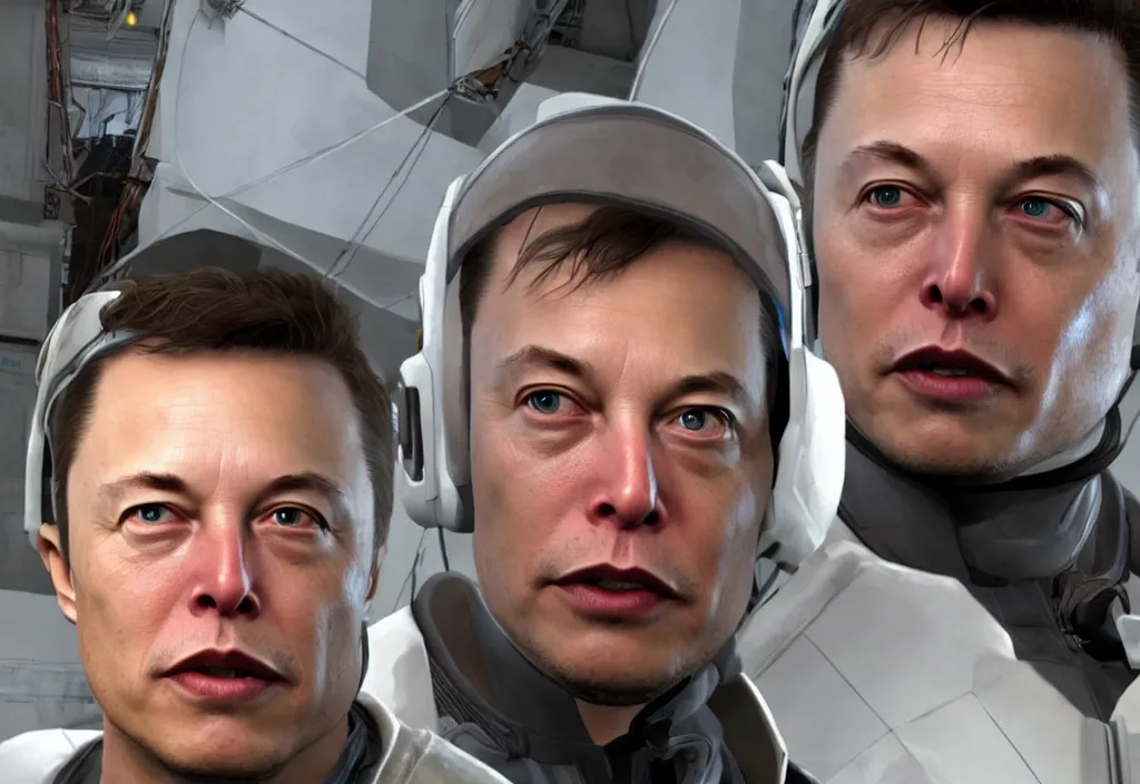 Image similar to elon musk in half life, elon musk in the video game half life, gameplay screenshot, close up, 3 d rendering. unreal engine. amazing likeness. very detailed.