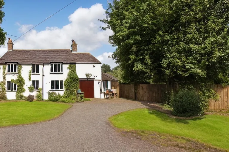 Image similar to an estate agent listing external photo of a 5 bedroom detached house with no windows, in the countryside