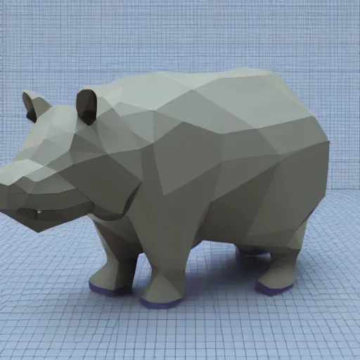 Image similar to low polygon render of a hippo on a white background, isometric 3 d, ultra hd