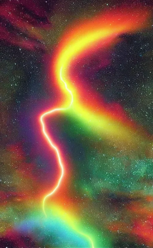 Image similar to galactic rainbow lightning water