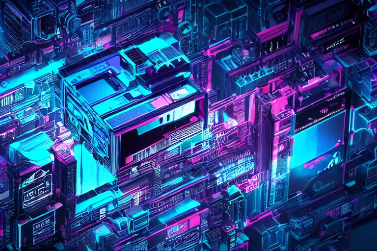 Prompt: a single Cyberpunk Intricate black and neon blue cube no background 4K 3D render desktopography HD Wallpaper digital art