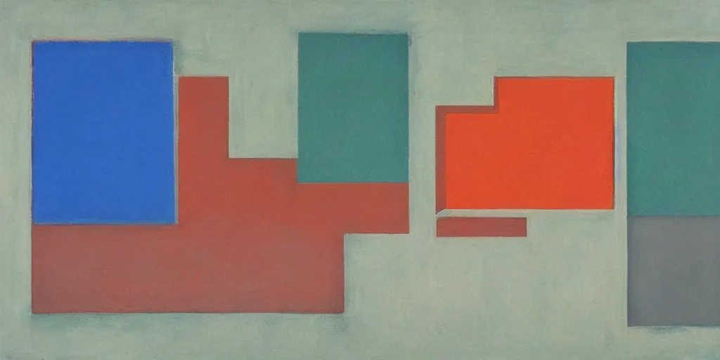 Image similar to neo brutralism, concrete housing, concept art, colorful, in the style of Mark Rothko and Edward Hopper