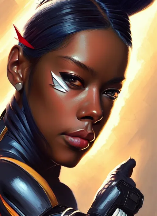 Image similar to portrait of apex legends aaliyah haughton, x - men, storm, elegant, lightning strikes, highly detailed, digital painting, artstation, glamor pose, concept art, smooth, sharp focus, illustration, art by artgerm and greg rutkowski, artey freytag