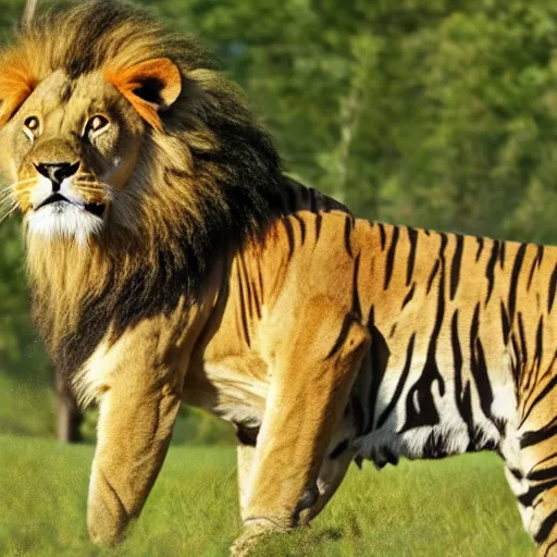 Image similar to Photo of a hybrid of a lion and a tiger