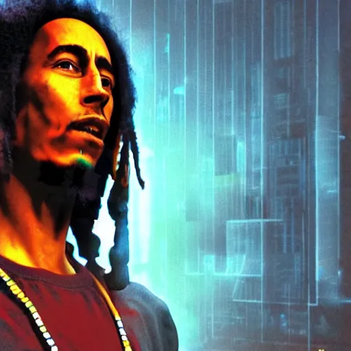 Image similar to cyberpunk bob marley