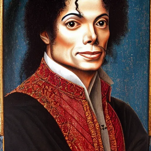 Prompt: a renaissance style portrait painting of Michael Jackson