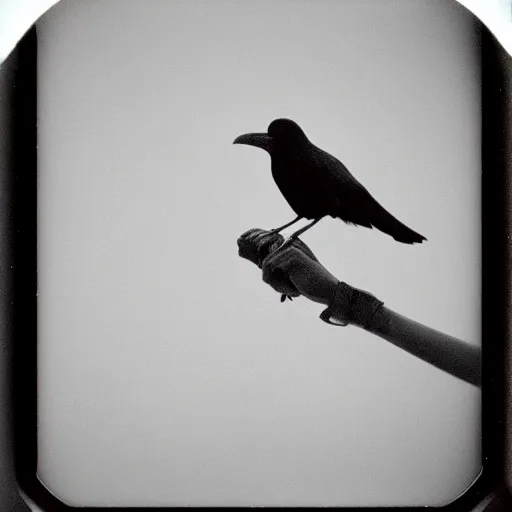 Image similar to raven, beautiful polaroid photo, pinhole, lomography,