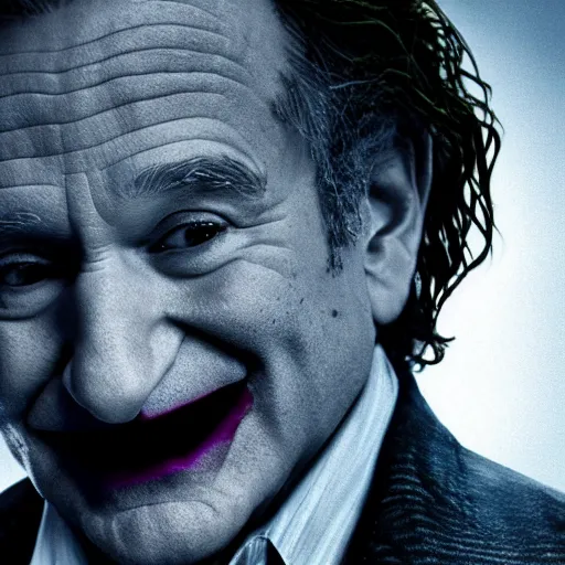 Prompt: (Robin Williams) as The Joker movie still 8k hdr