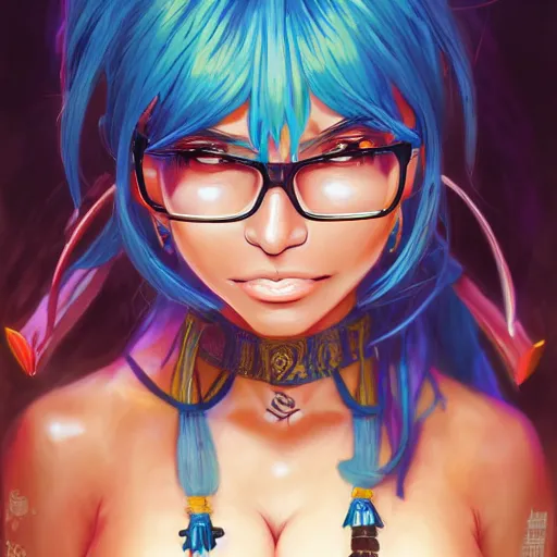 Image similar to anime portrait of Mia Khalifa as a shaman yedi using dark force to eliminate trump as an anime antagonist by Stanley Artgerm Lau, WLOP, Rossdraws, James Jean, Andrei Riabovitchev, Marc Simonetti, and Sakimichan, trending on artstation