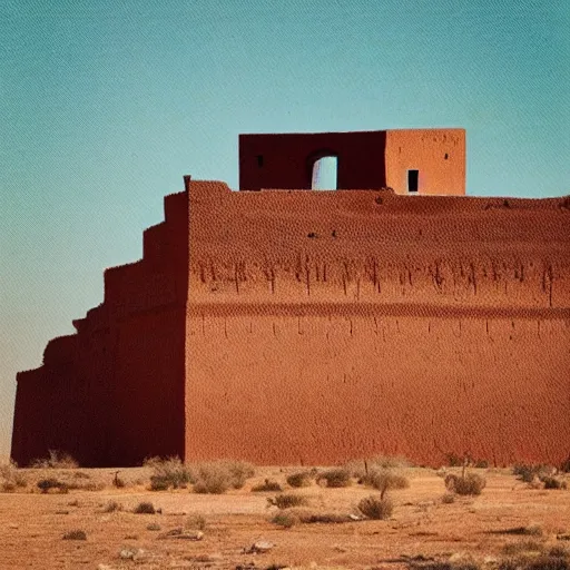 Image similar to “a matte panting of a old fort in desert”