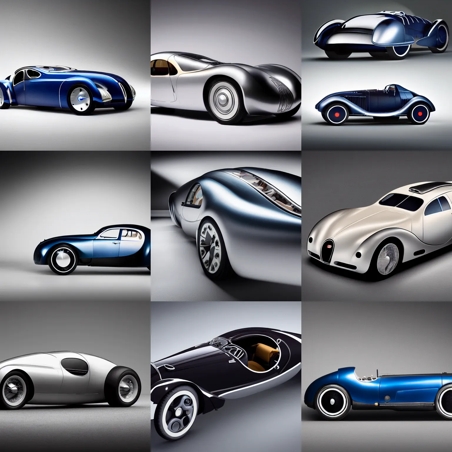 Image similar to a futuristic bugatti type 5 7 sc atlantic concept, studio lighting