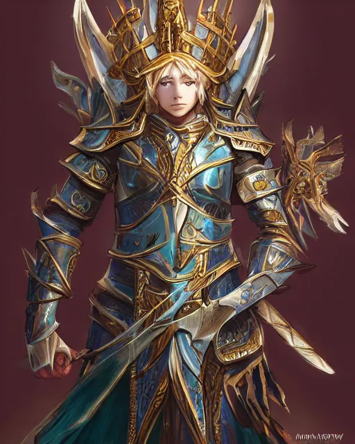 Image similar to an anime portrait of a knightly merfolk from magic the gathering wearing a ornate detailed armor and an atlantean crown, from skyrim, by stanley artgerm lau, wlop, rossdraws, james jean, andrei riabovitchev, marc simonetti, and sakimichan, trending on artstation