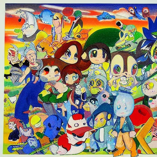 Image similar to a painting ken sugimori did when he was deeply schizophrenic