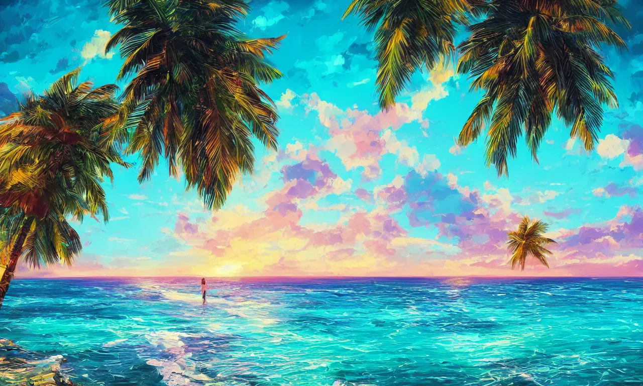 Image similar to paradise beach by alena aenami artworks in 4 k