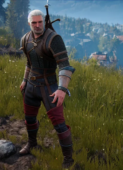 Image similar to Tom Holland in The Witcher 3, gameplay, 8k, HD