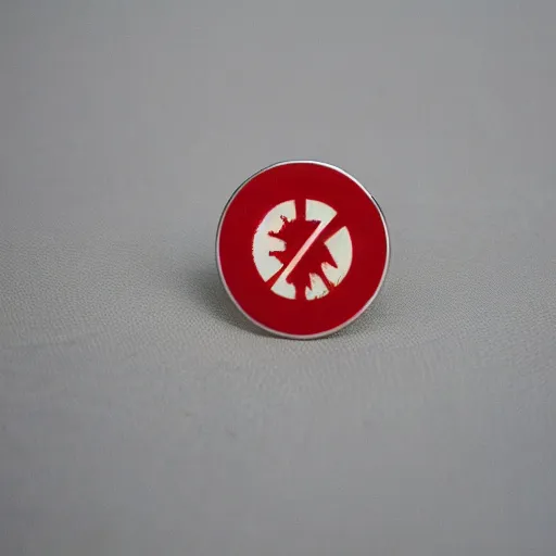 Prompt: a photo of a retro minimalistic clean fire warning enamel pin, studio lighting, flickr