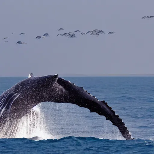 Image similar to photo of an ocean scene with whales swimming by