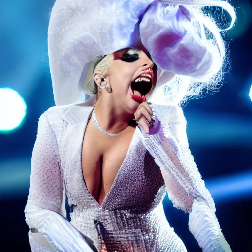 Image similar to !dream Lady gaga giving a concert, EOS 5D, ISO100, f/8, 1/125, 84mm, RAW Dual Pixel, Dolby Vision, HDR, TMZ, Featured