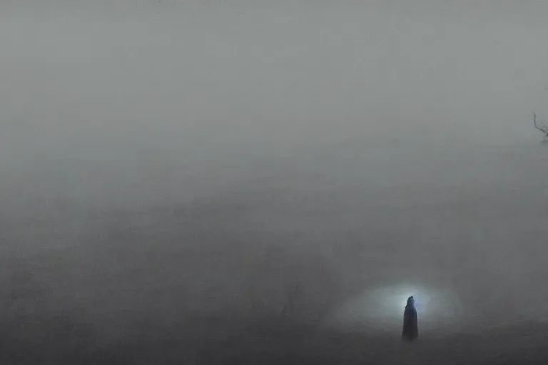 Image similar to Nightmares in the gray desert of ashes | by Beksiński and Studio Ghibli | digital painting | trending on artstation | UHD 8k CryEngine