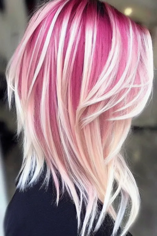 Image similar to pinterest trending blond and pink hairstyles, volume, short hair, photo, fashion,