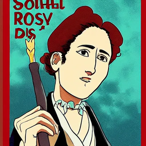 Image similar to socialist revolutionary rosa luxemburg, style of studio ghibli, anime