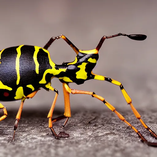 Prompt: giraffe weevil, madagascar, insect, macro photography, high quality, 8 k